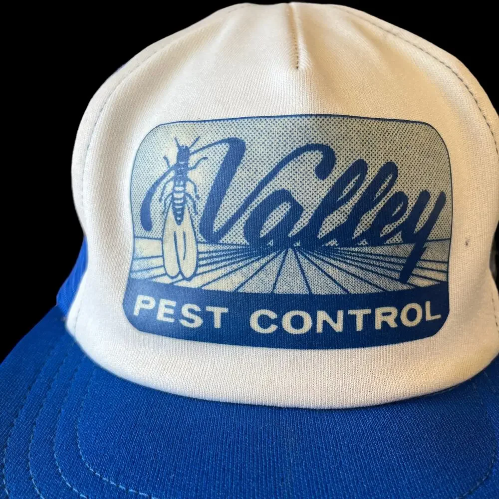 Vintage Valley Pest Control Mesh Trucker Hat One Size Straight Brim Fresno Skate
